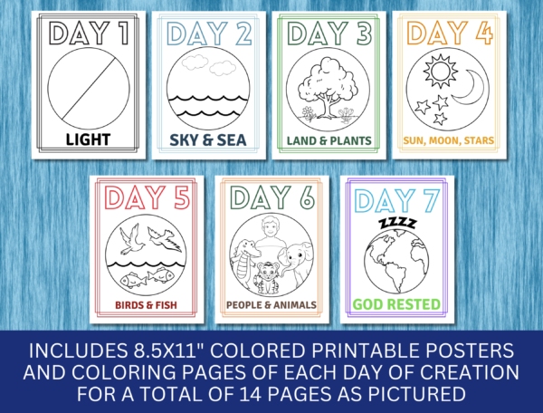 Days of Creation Posters & Coloring Pages - Image 2