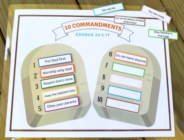 The Ten Commandments Matching Activity